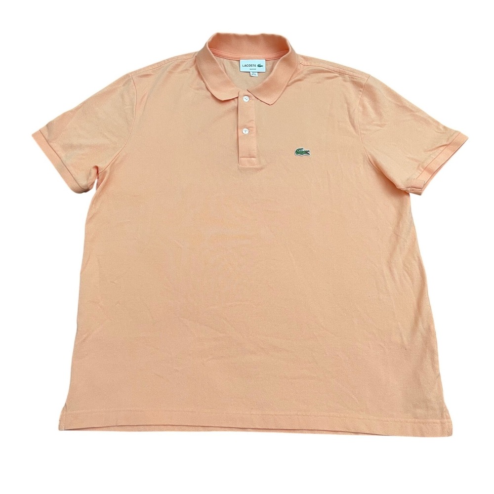 Lacoste Polo Shirt Mens XXL Peach Slim Fit Cotton Pique Golf Preppy PH4012